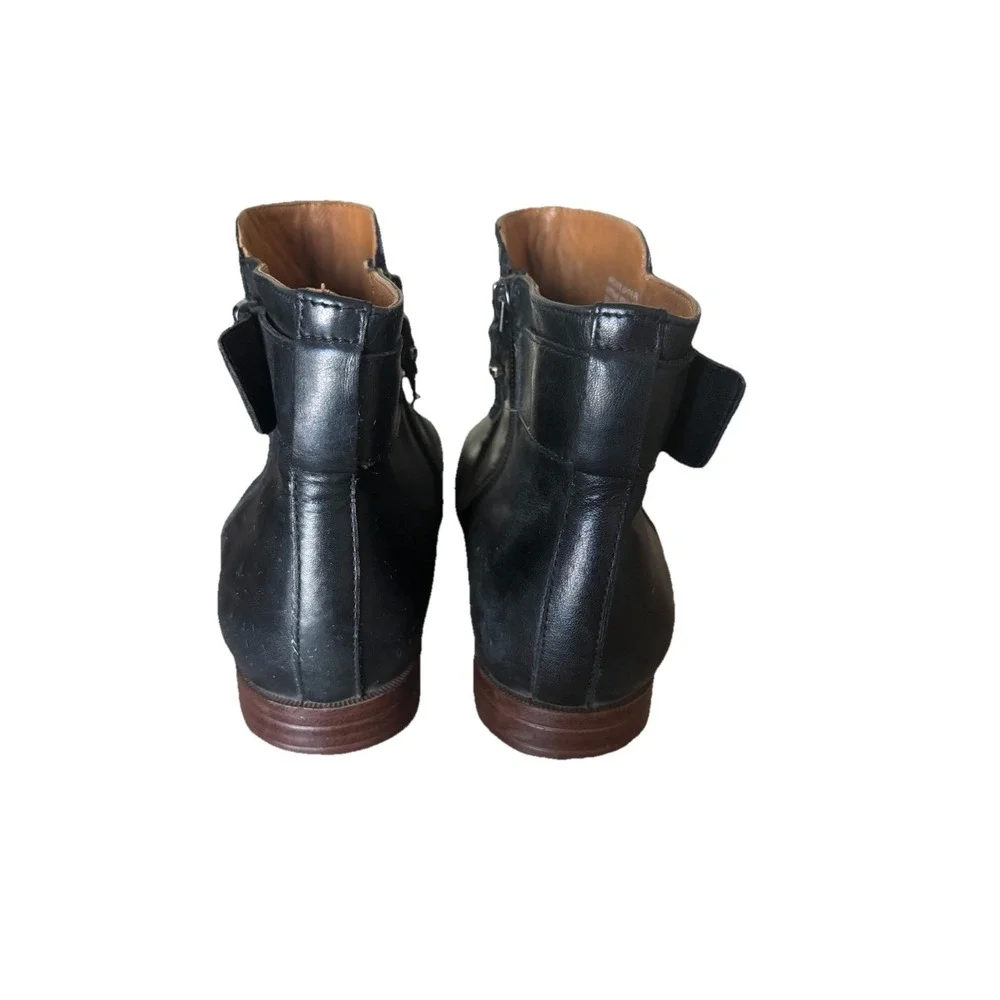 Earthies Womens 7 B Black Leather Ankle Boot Strap Studded Moto Goth 90s‎ Whimsy